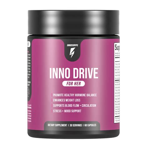 WOMEN COME FIRST. Inno Drive: For Her contains ingredients such as KSM-66 to help lower stress, boost libido, and support healthy female vitality and balance. With adaptogens known for increasing drive, sensuality, and female health in women, it enhances circulation to get you in the mood while lowering stress to help KEEP you in the mood.. Innodrive for her reviews